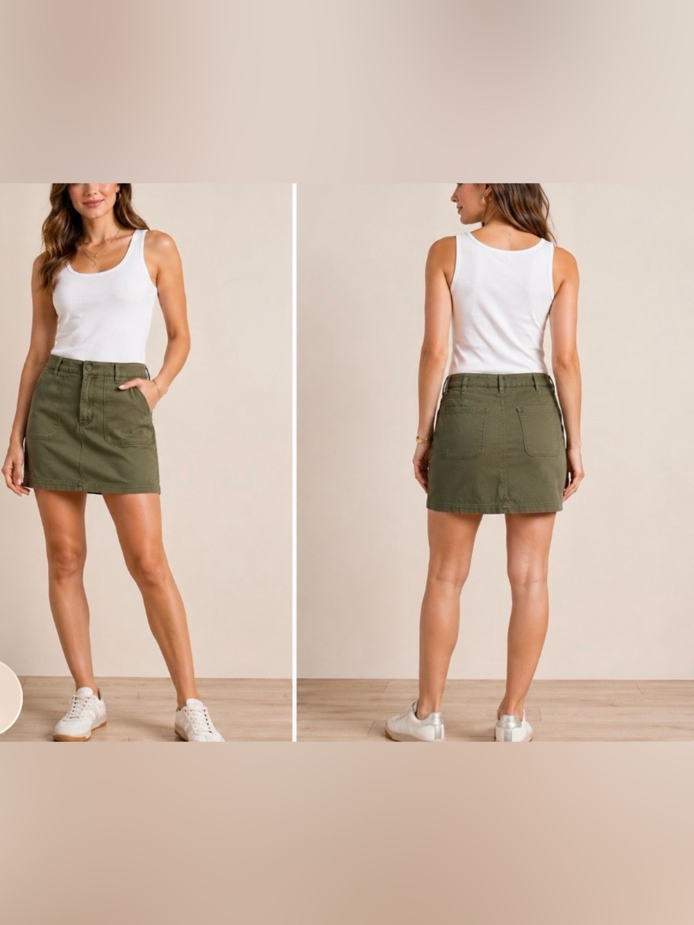 Loft Ann Taylor Chino Mini Skirt Women’s Size 10 Olive Green Preppy Comfort